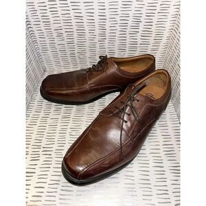CLARKS Glenrise Over Leather Derby Oxford Walnut Brown Ortholite Mens‎ size 10.5